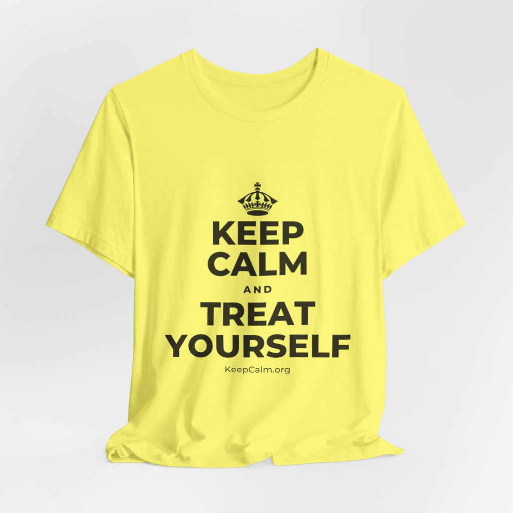 KEEP CALM AND TREAT YOURSELF T-Shirt (Soft Cream–Heather Mauve)