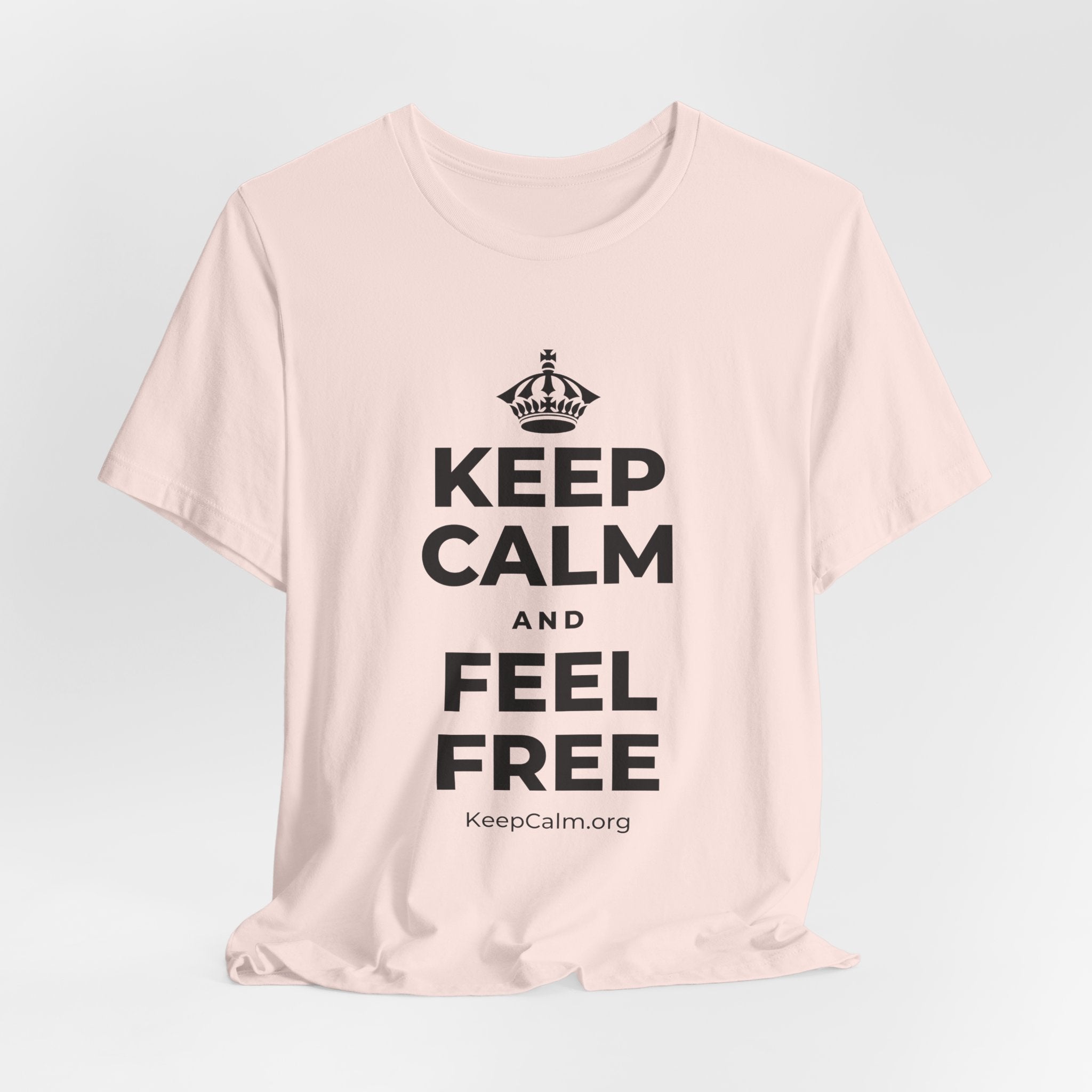 KEEP CALM AND FEEL FREE T-Shirt (Soft Cream–Heather Mauve)