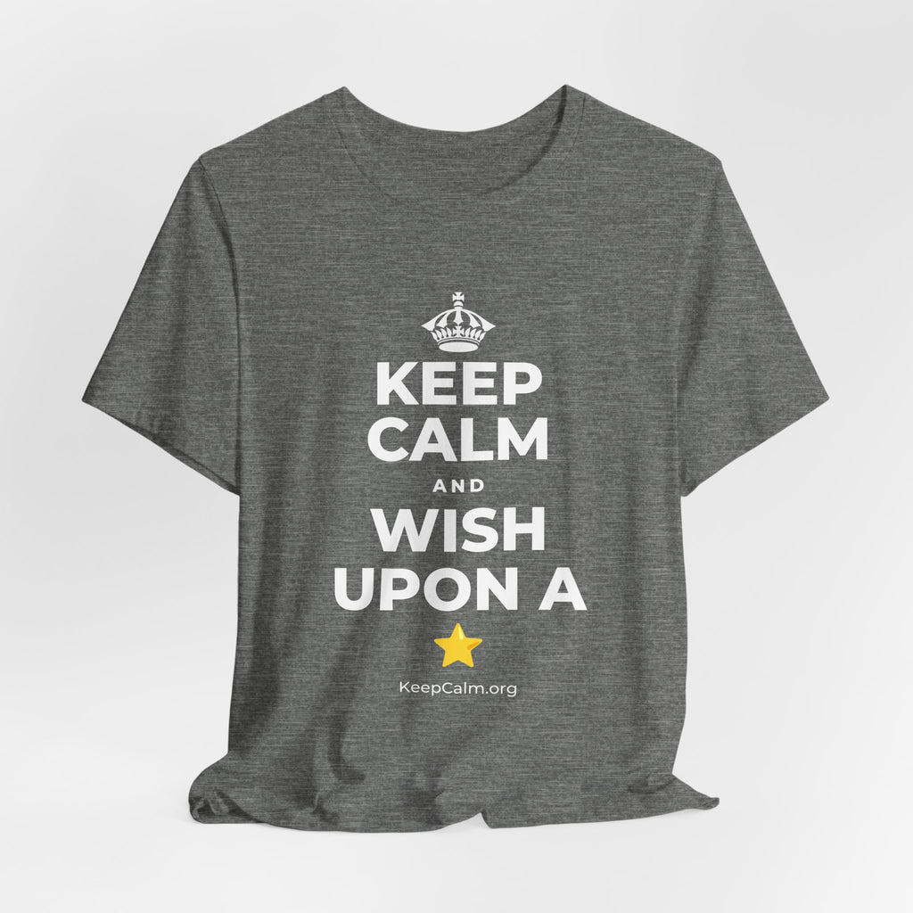 KEEP CALM AND WISH UPON A ⭐ T-Shirt (Baby Blue–Silver)