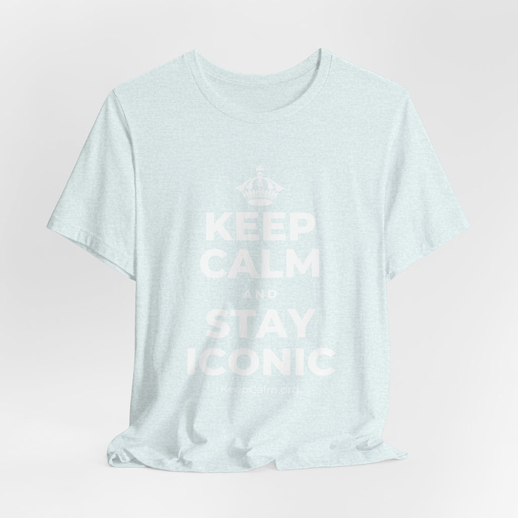 KEEP CALM AND STAY ICONIC T-Shirt (Soft Cream–Heather Mauve)