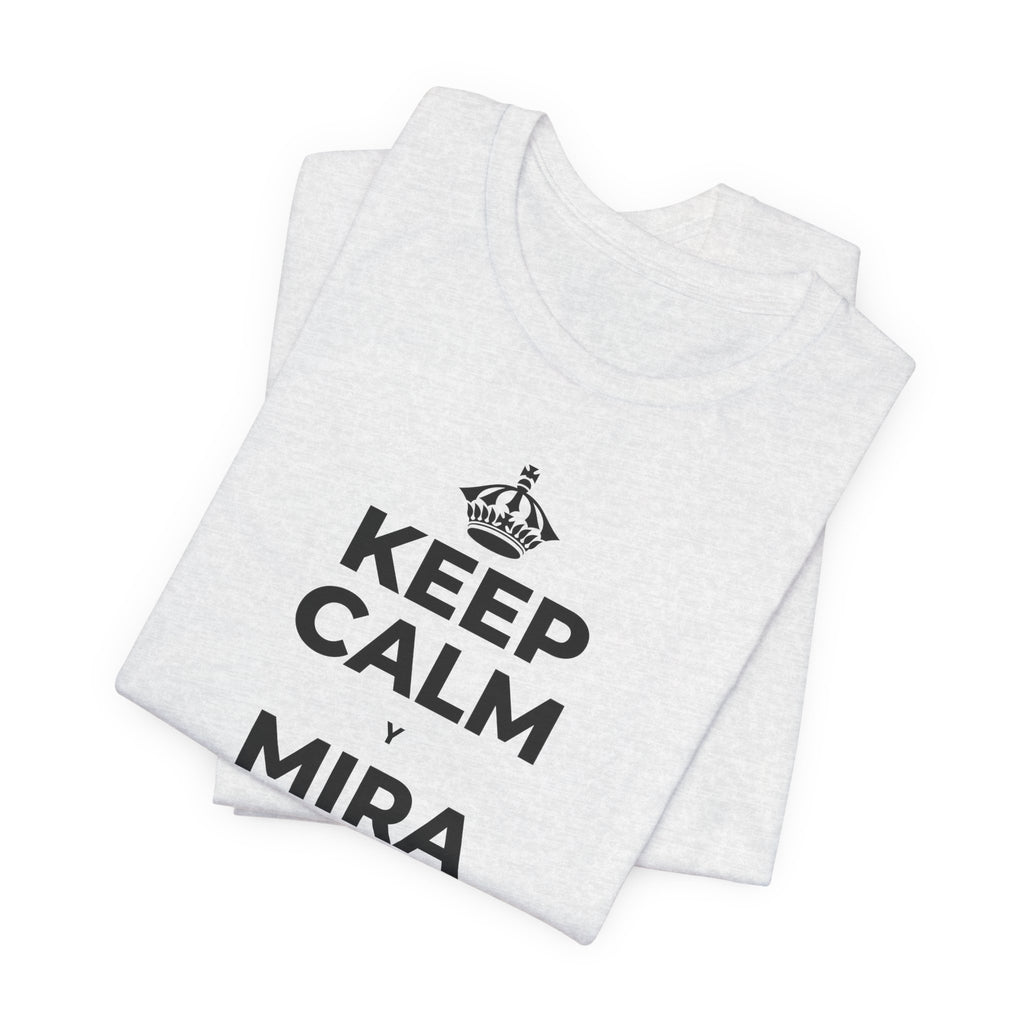 KEEP CALM Y MIRA CAER LA NIEVE T-Shirt (Soft Cream–Heather Mauve)