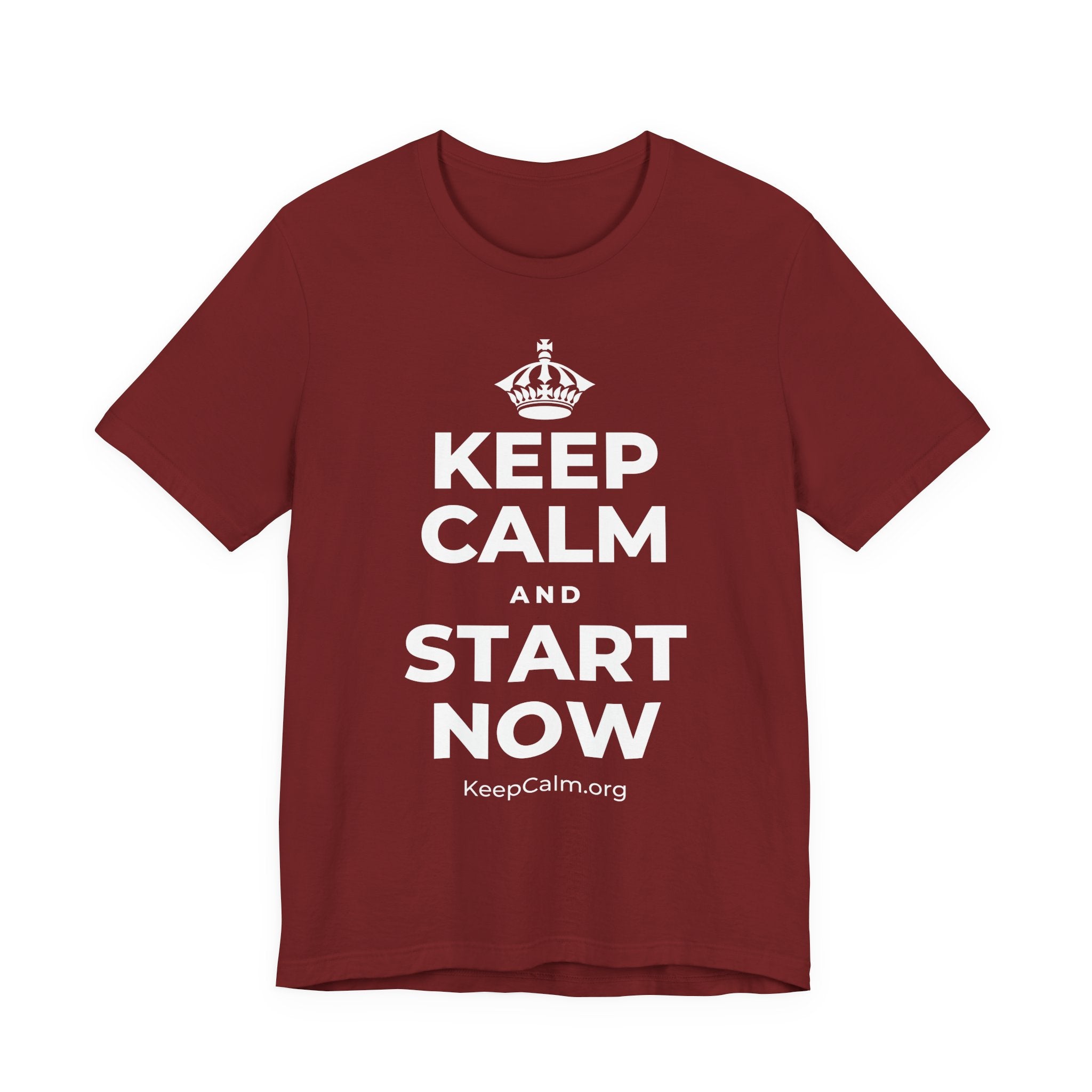 KEEP CALM AND START NOW T-Shirt (Baby Blue–Silver)