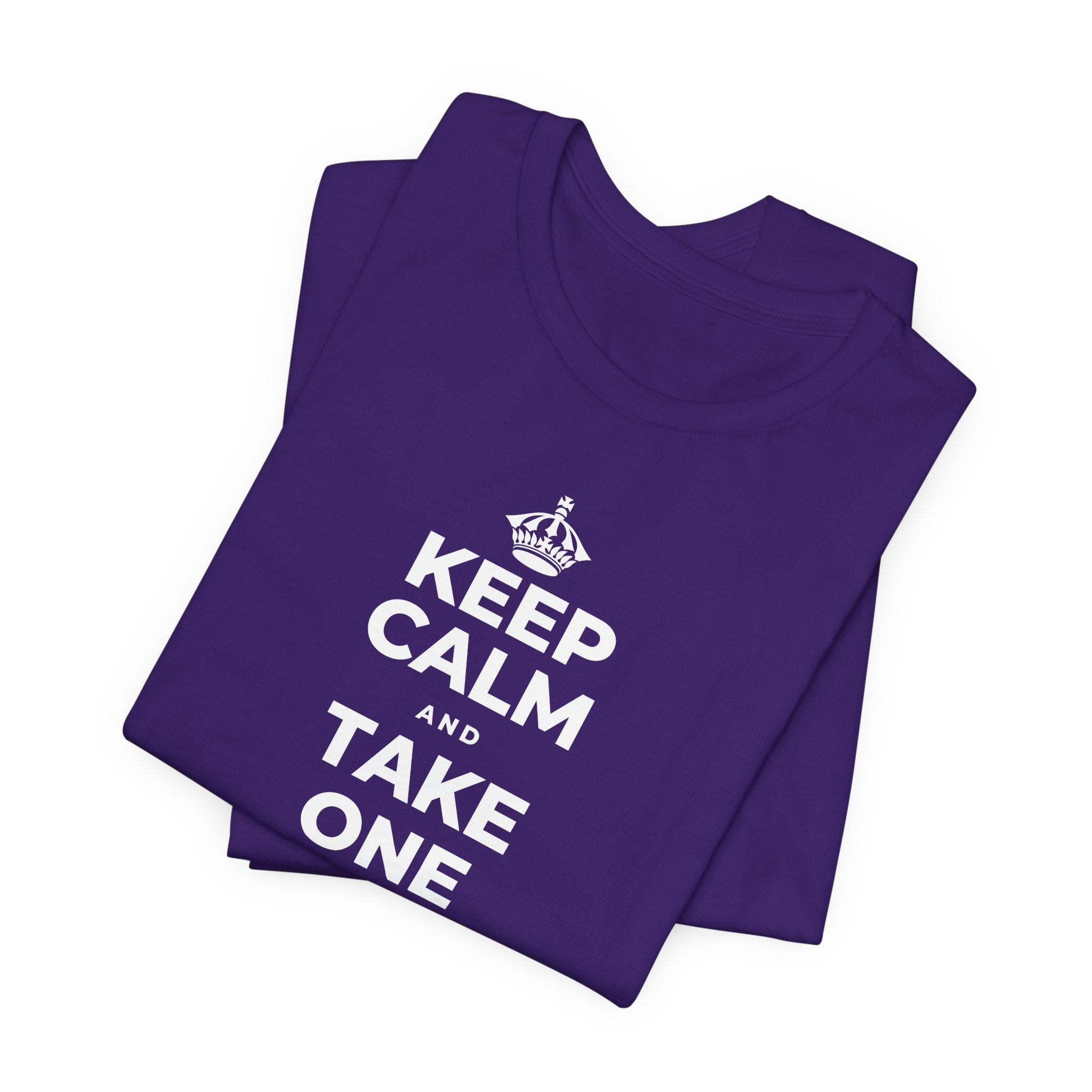 KEEP CALM AND TAKE ONE GOOD DAY AT A TIME T-Shirt (Soft Cream–Heather Mauve)