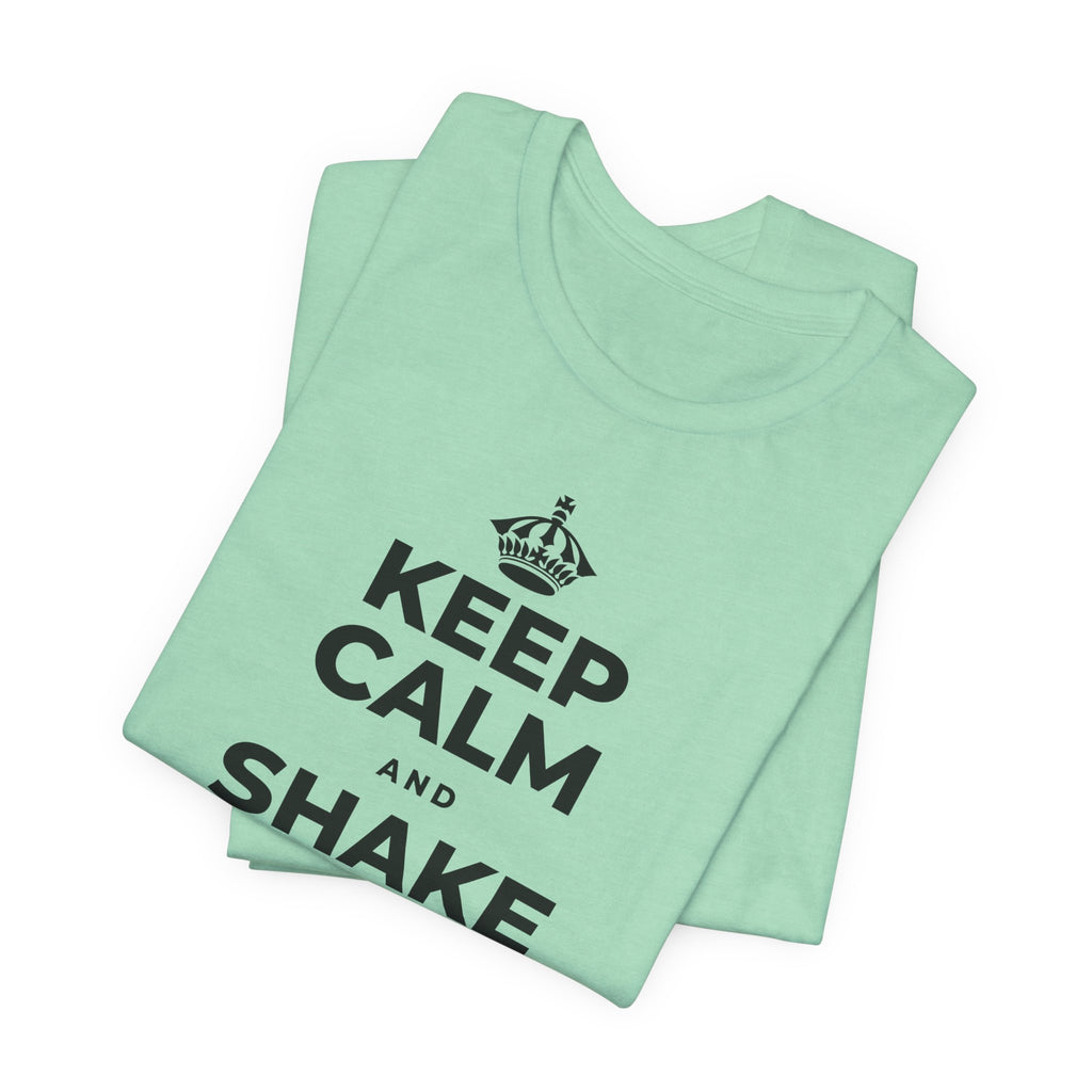 KEEP CALM AND SHAKE OFF THE WINTER T-Shirt (Baby Blue–Silver)