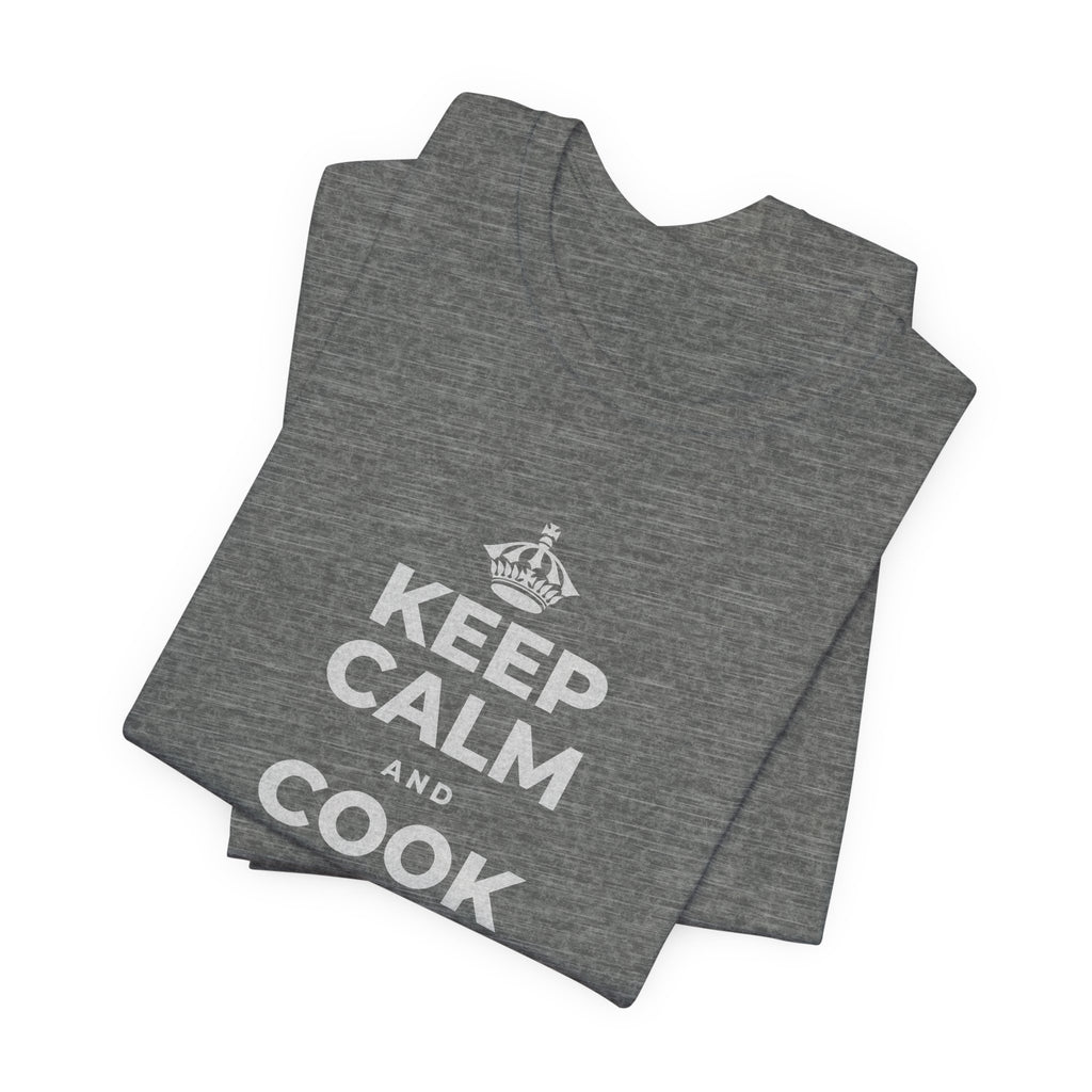 KEEP CALM AND COOK SOMETHING T-Shirt (Baby Blue–Silver)