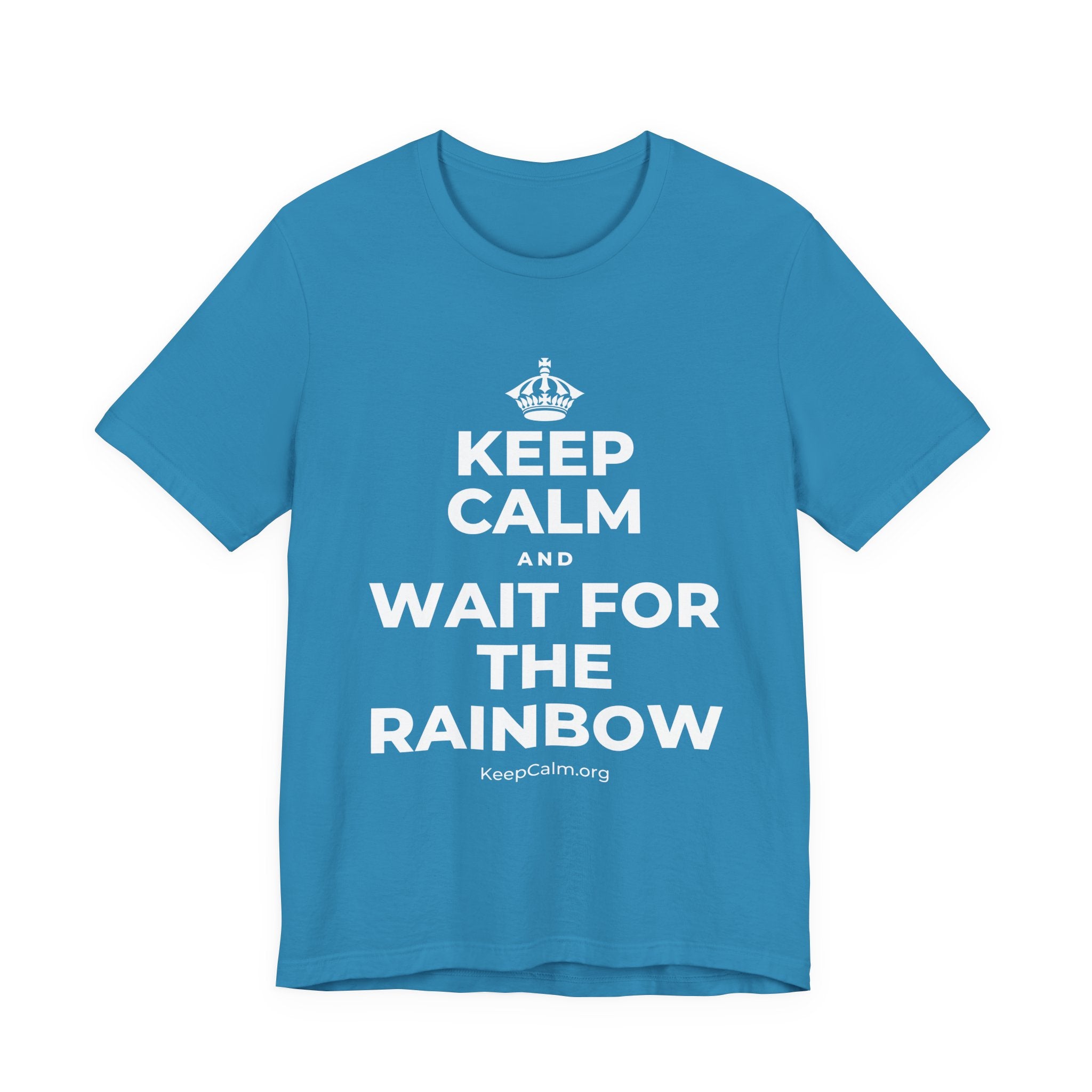 KEEP CALM AND WAIT FOR THE RAINBOW T-Shirt (White–Asphalt)