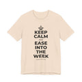 KEEP CALM AND EASE INTO THE WEEK T-Shirt (Soft Cream–Heather Mauve)
