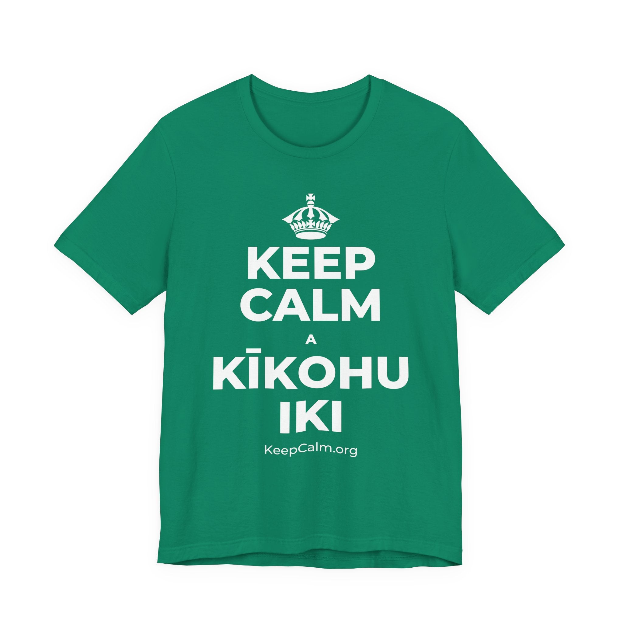 KEEP CALM A KĪKOHU IKI T-Shirt (White–Asphalt)