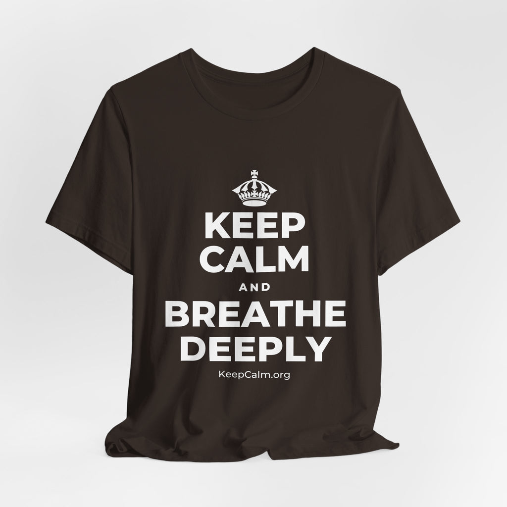 KEEP CALM AND BREATHE DEEPLY T-Shirt (Soft Cream–Heather Mauve)