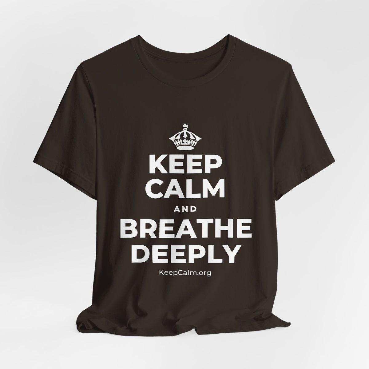 KEEP CALM AND BREATHE DEEPLY T-Shirt (Soft Cream–Heather Mauve)