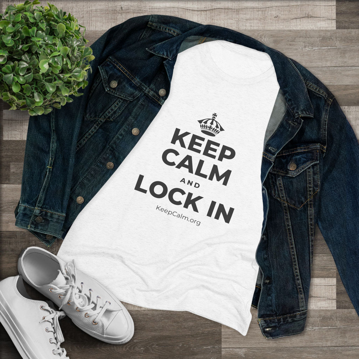 KEEP CALM AND LOCK IN Women's Tri-Blend Tee