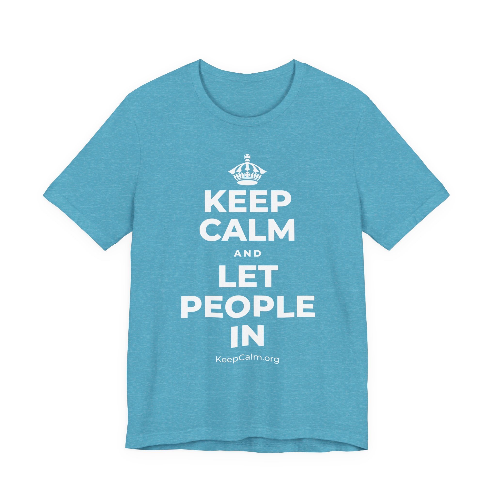 KEEP CALM AND LET PEOPLE IN T-Shirt (Soft Cream–Heather Mauve)