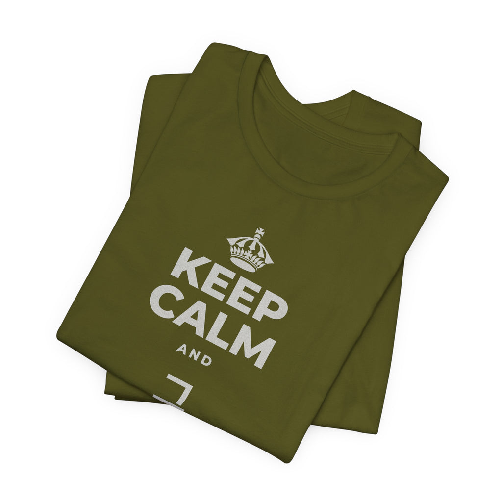 KEEP CALM AND 그 질문을 해요 T-Shirt (Baby Blue–Silver)