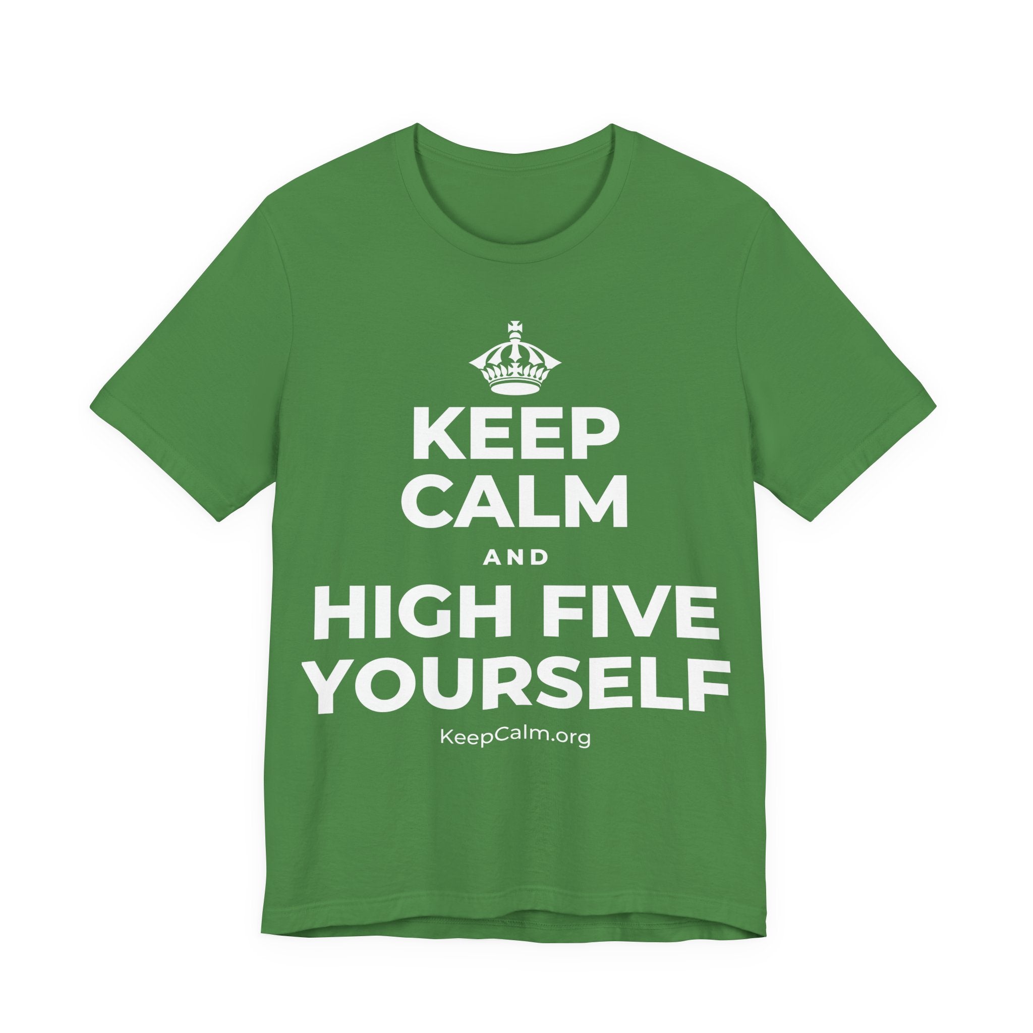KEEP CALM AND HIGH FIVE YOURSELF T-Shirt (Baby Blue–Silver)