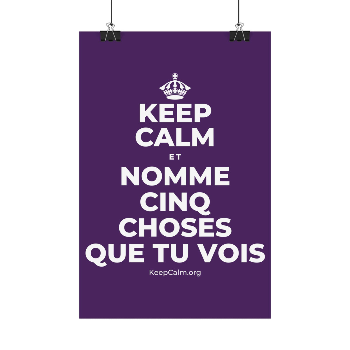 KEEP CALM ET NOMME CINQ CHOSES QUE TU VOIS Satin Poster