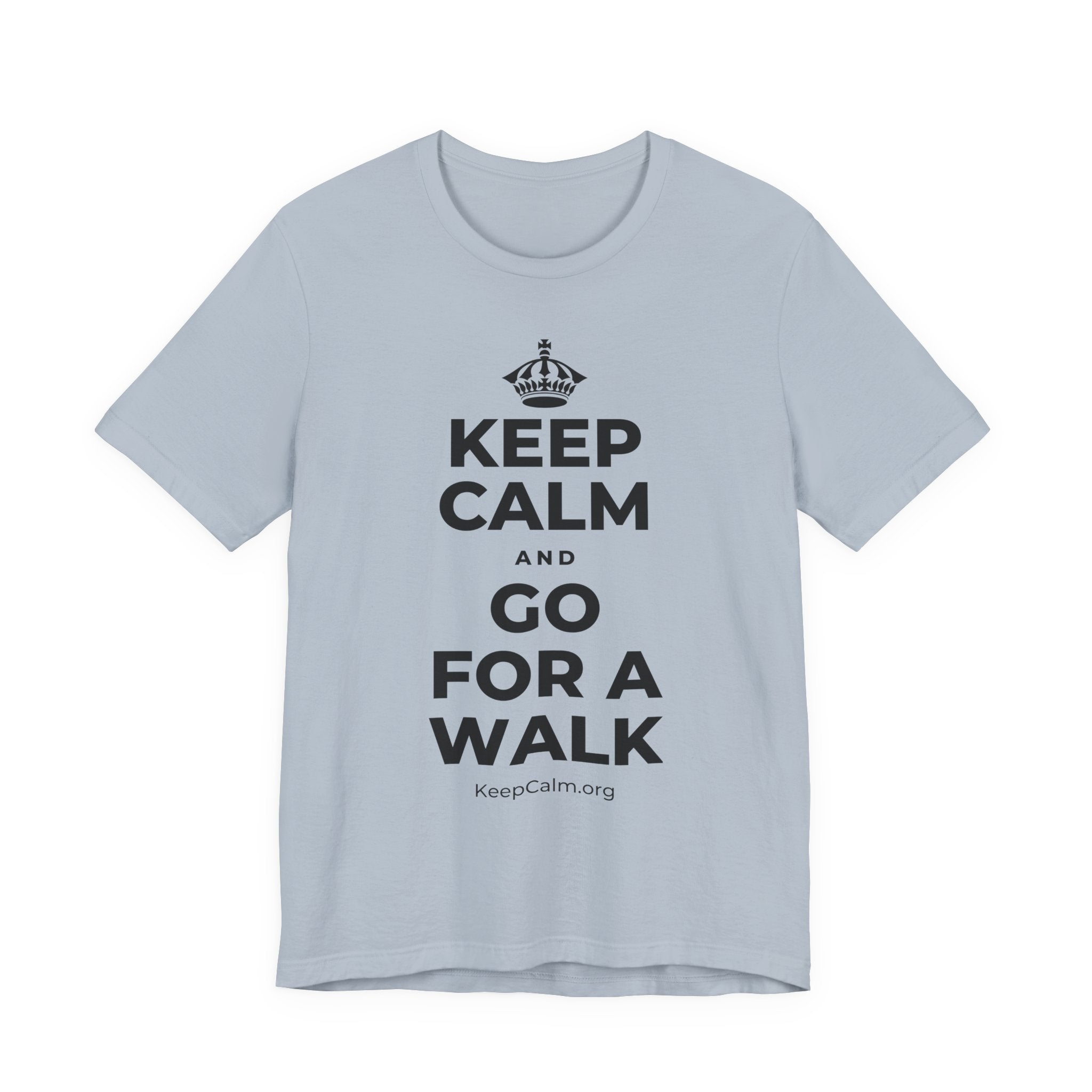 KEEP CALM AND GO FOR A WALK T-Shirt (White–Asphalt)