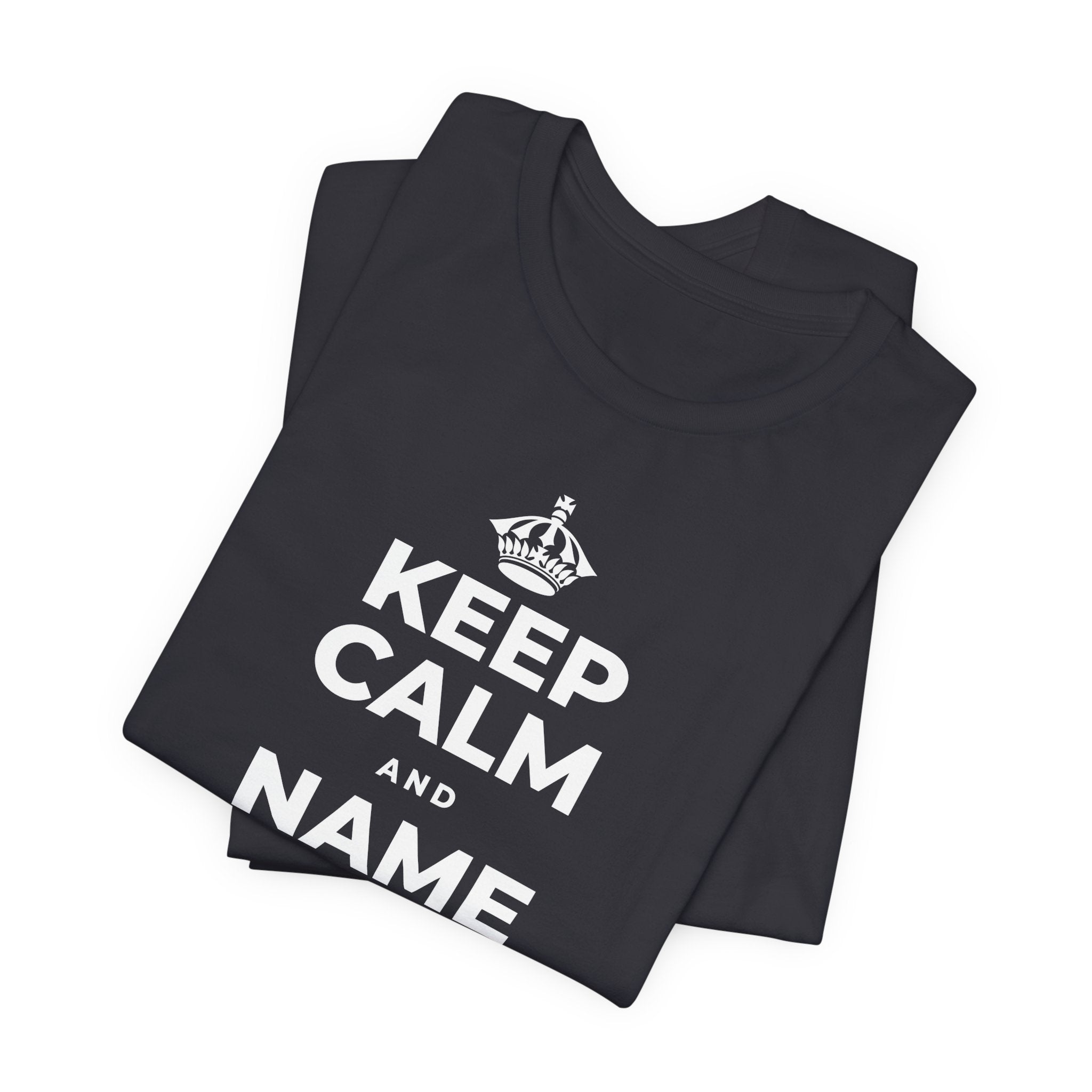 KEEP CALM AND NAME THREE GOOD THINGS T-Shirt (Baby Blue–Silver)