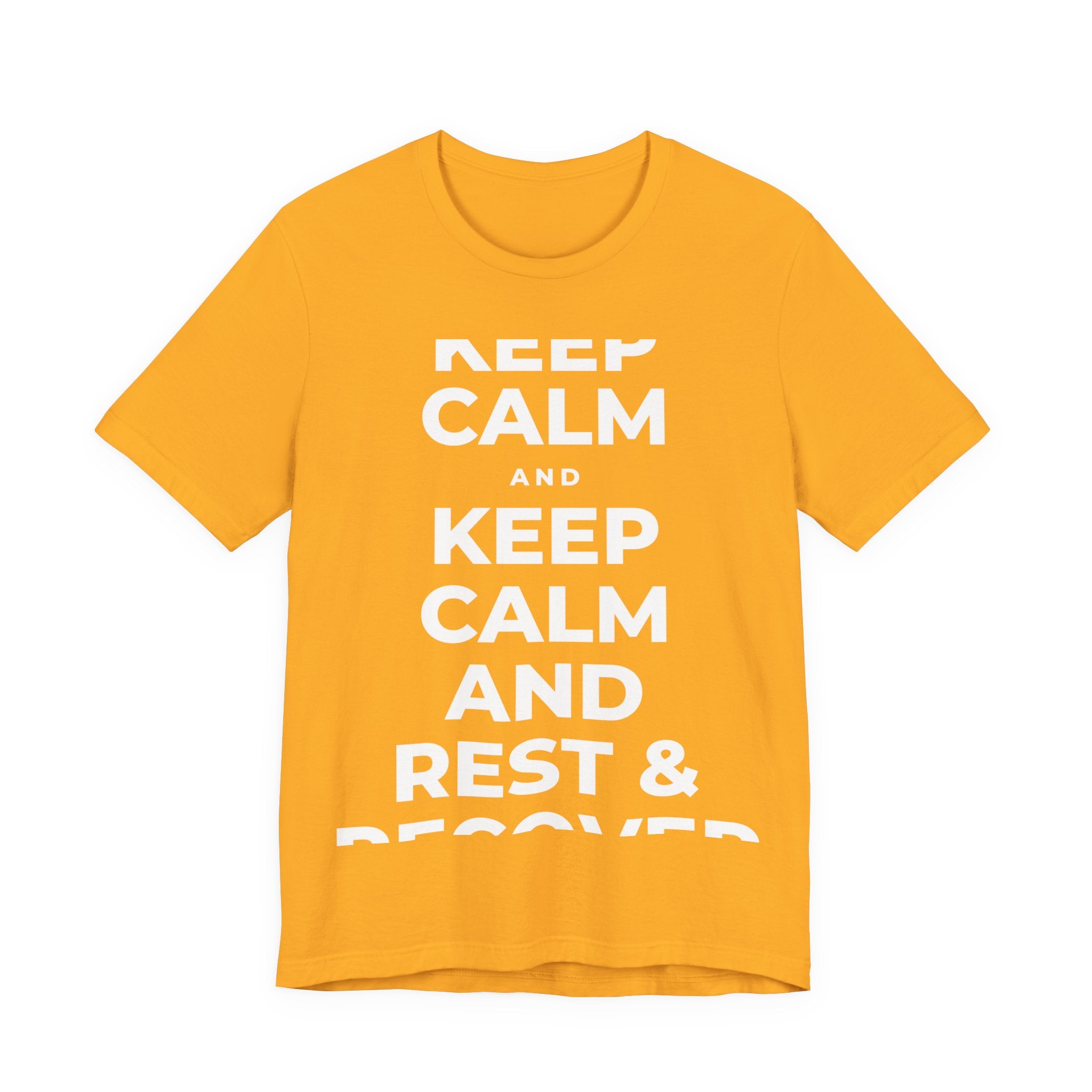 KEEP CALM AND REST & RECOVER T-Shirt (Baby Blue–Silver)