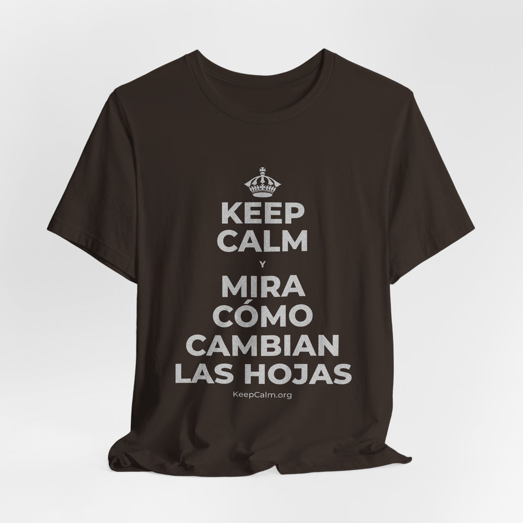 KEEP CALM Y MIRA CÓMO CAMBIAN LAS HOJAS T-Shirt (Soft Cream–Heather Mauve)