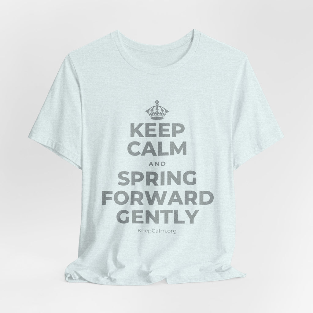 KEEP CALM AND SPRING FORWARD GENTLY T-Shirt (Soft Cream–Heather Mauve)