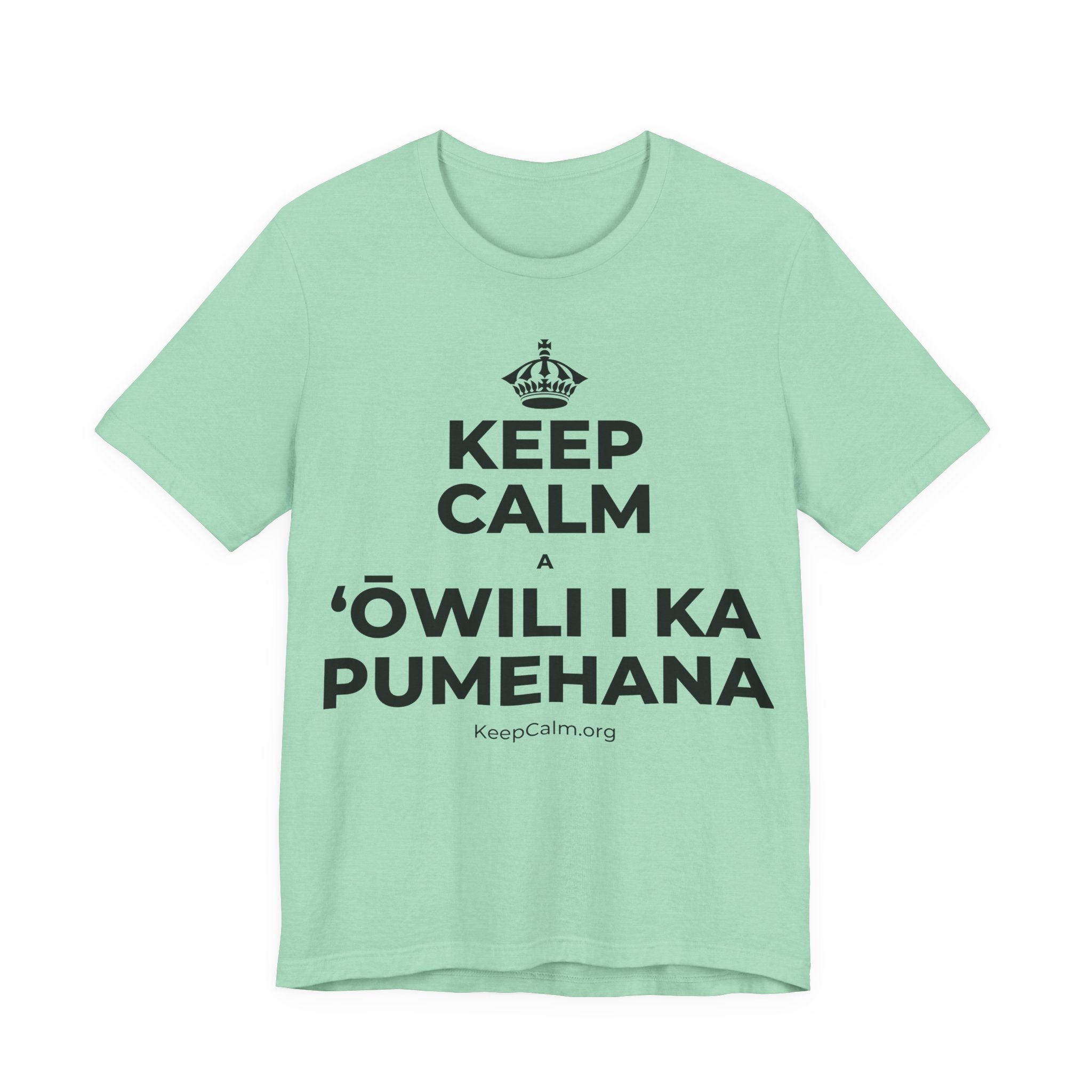 KEEP CALM A ʻŌWILI I KA PUMEHANA T-Shirt (Baby Blue–Silver)