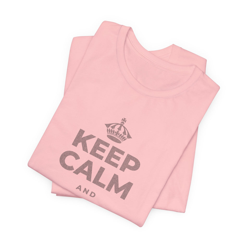 KEEP CALM AND MAKE THE CALL T-Shirt (White–Asphalt)