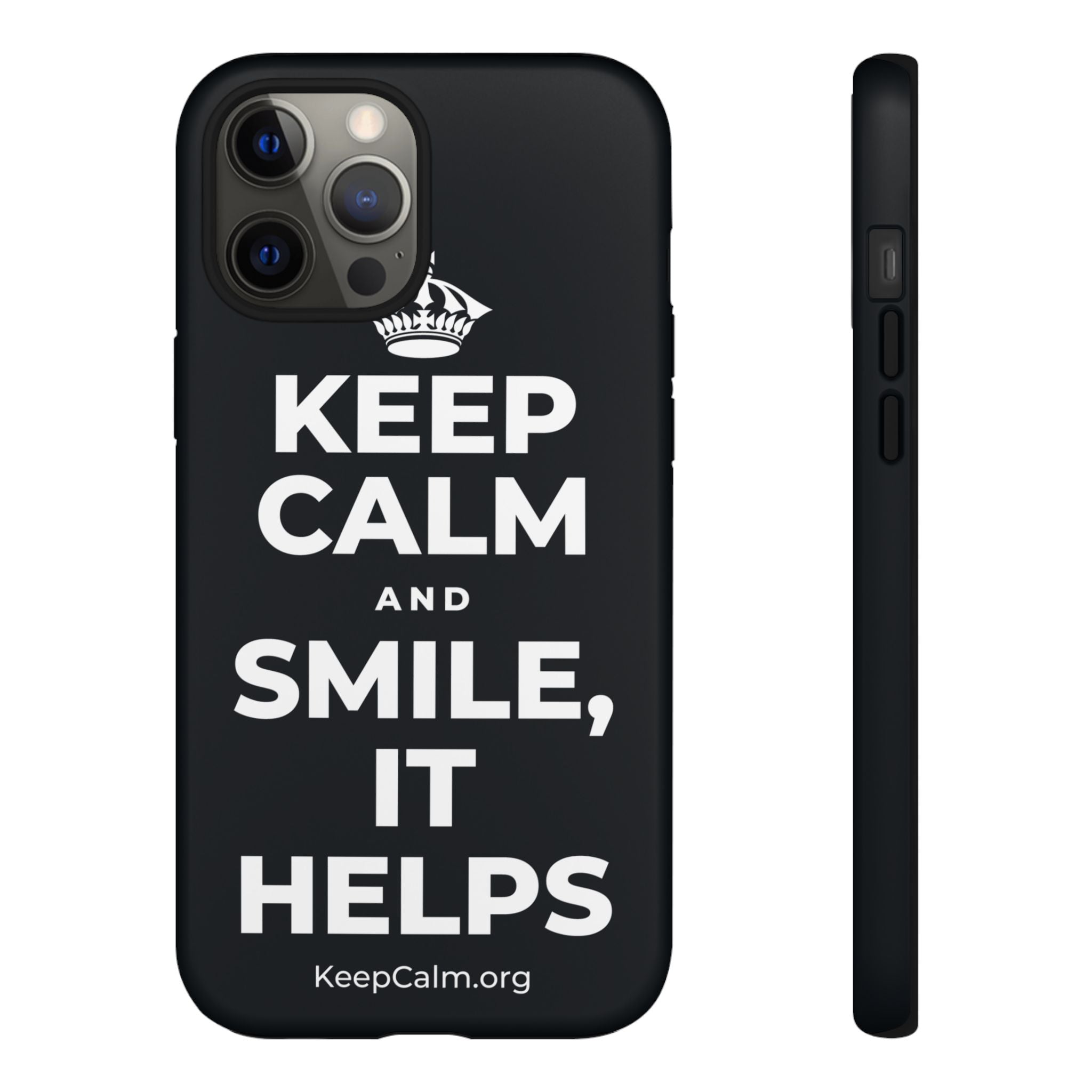 KEEP CALM AND SMILE, IT HELPS Phone Case (Dark)