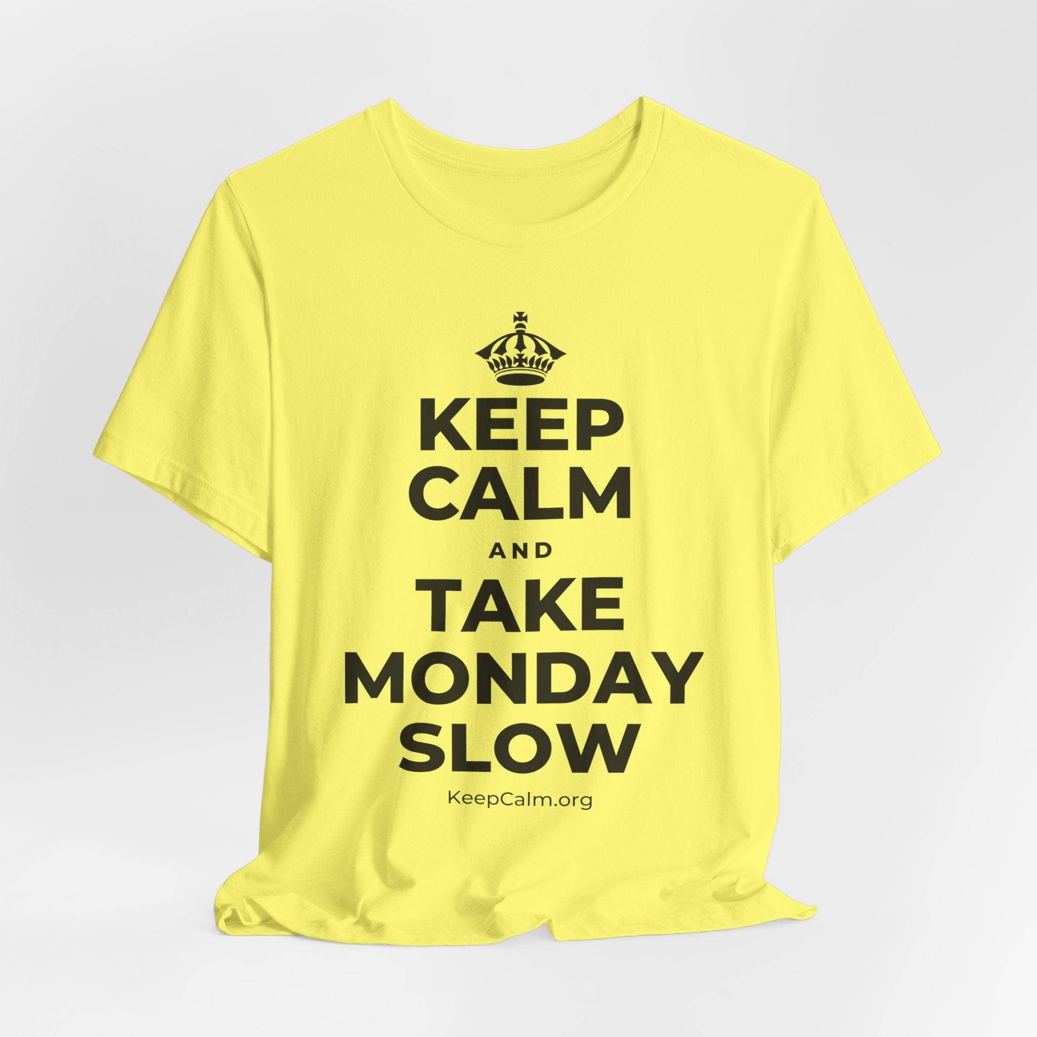KEEP CALM AND TAKE MONDAY SLOW T-Shirt (Soft Cream–Heather Mauve)