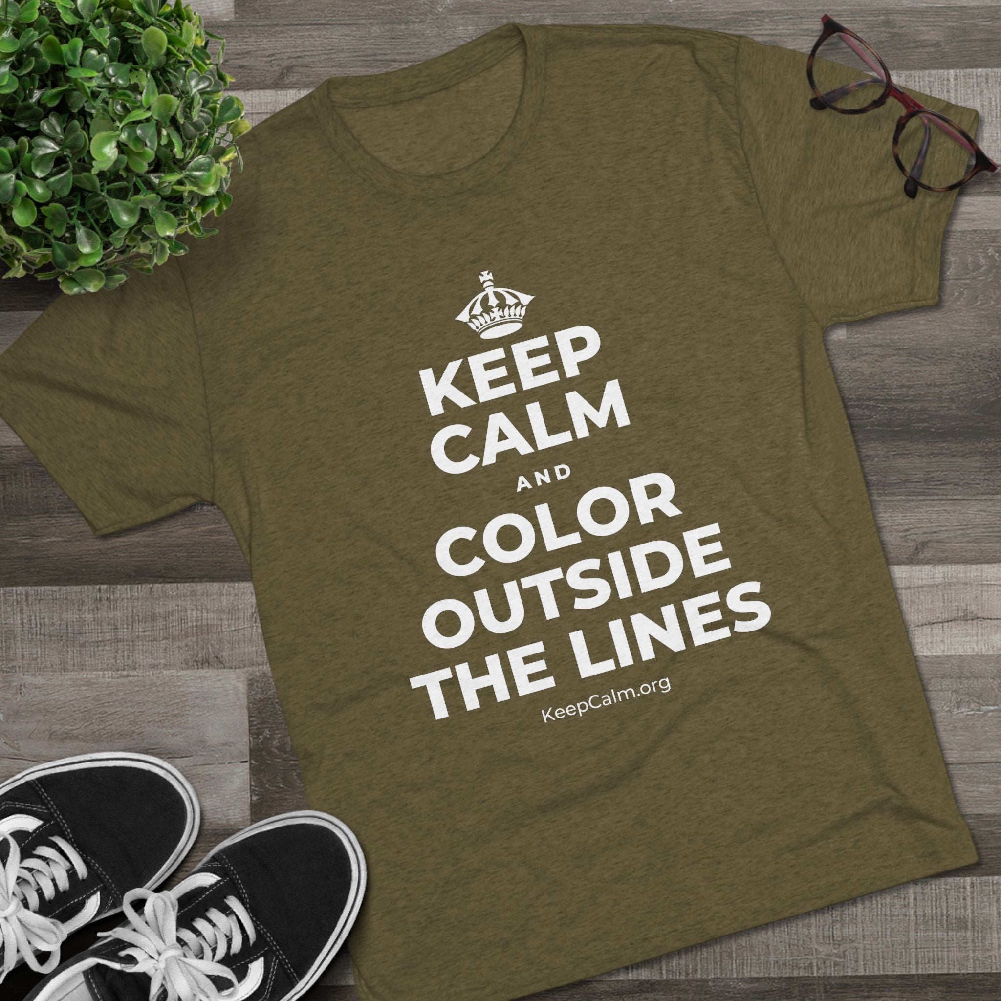 KEEP CALM AND COLOR OUTSIDE THE LINES Tri-Blend Tee