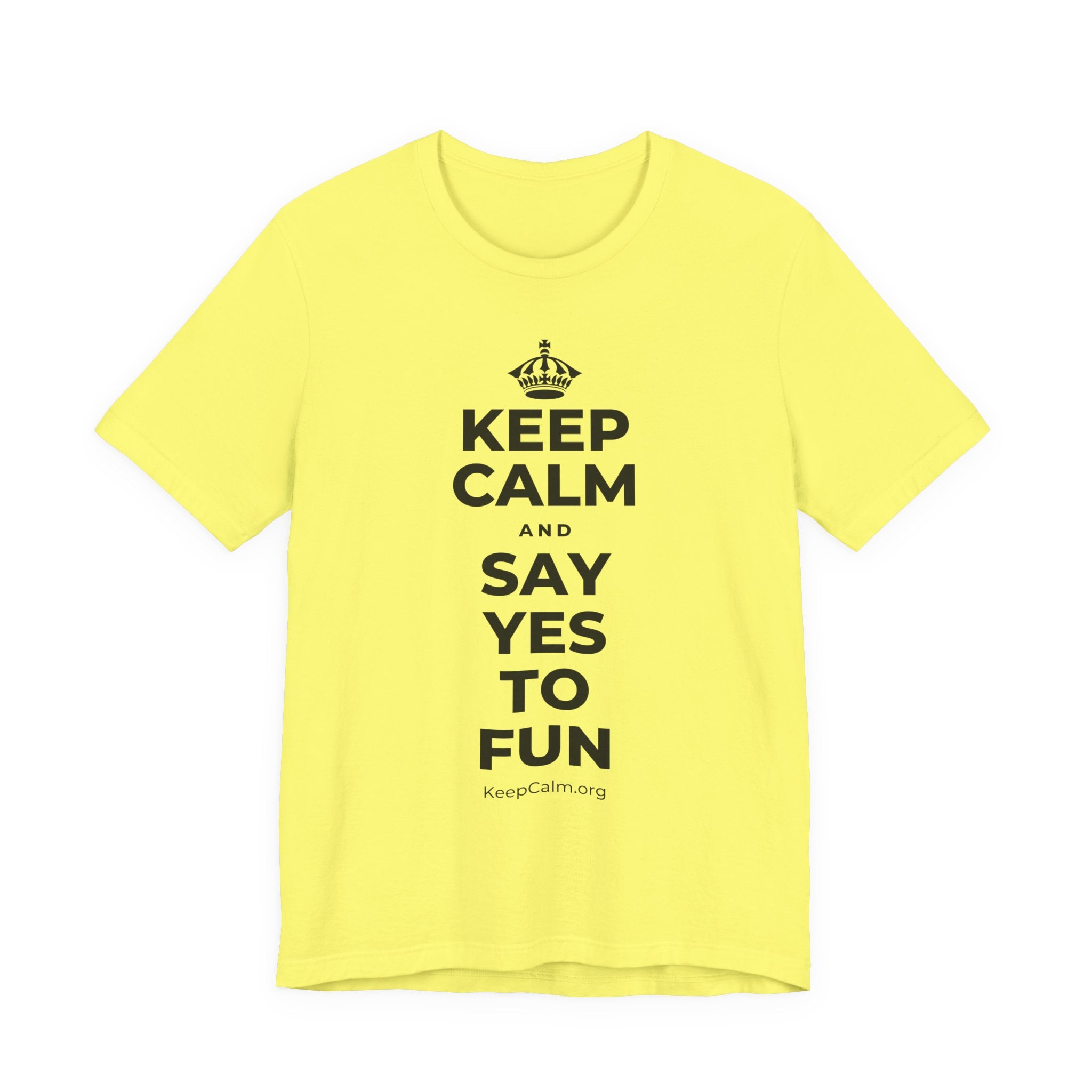 KEEP CALM AND SAY YES TO FUN T-Shirt (Soft Cream–Heather Mauve)