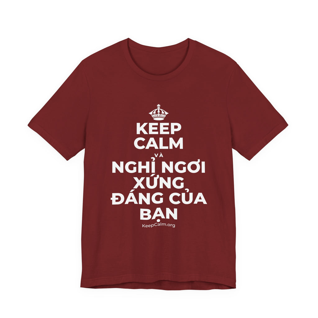 KEEP CALM VÀ NGHỈ NGƠI XỨNG ĐÁNG CỦA BẠN T-Shirt (Baby Blue–Silver)