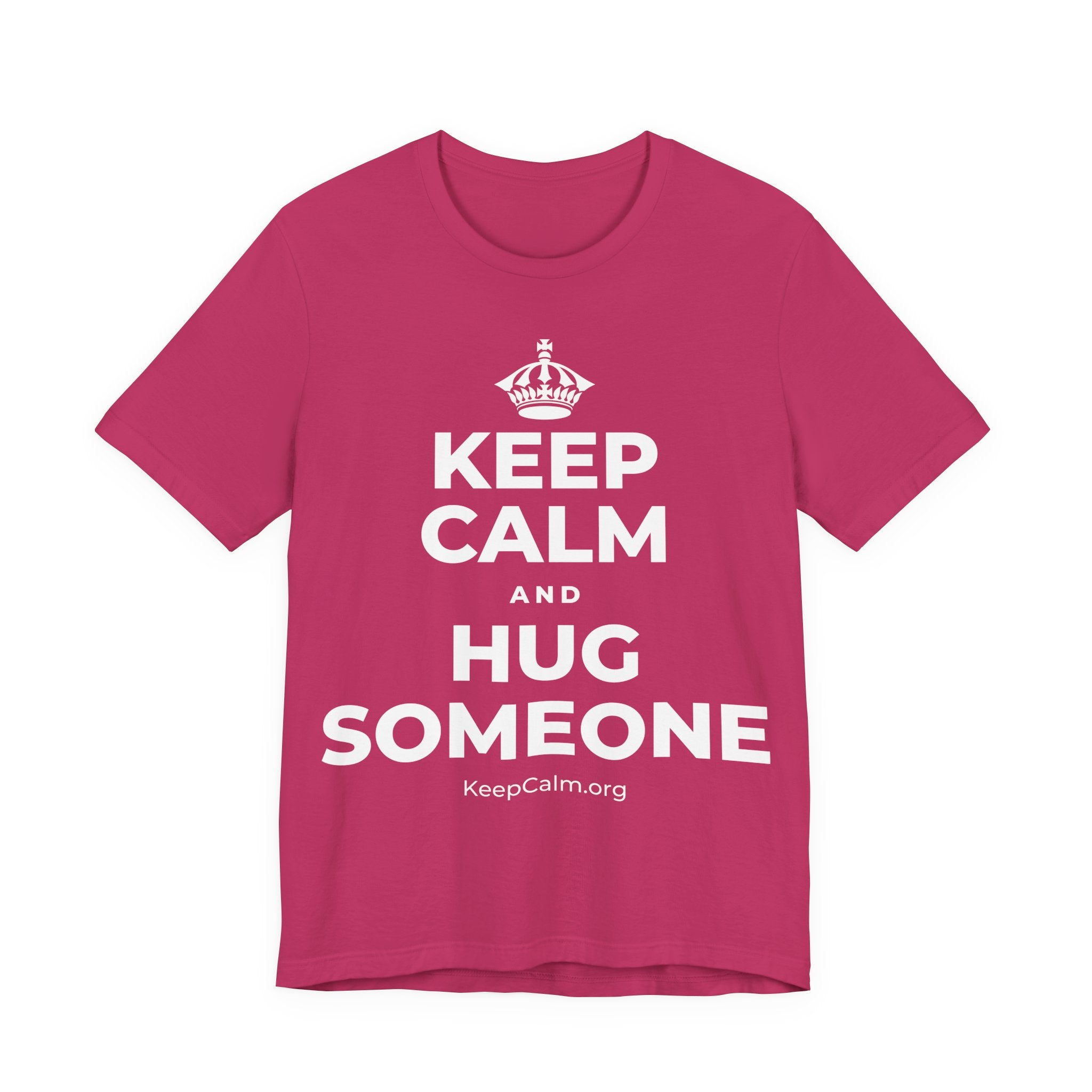 KEEP CALM AND HUG SOMEONE T-Shirt (Baby Blue–Silver)