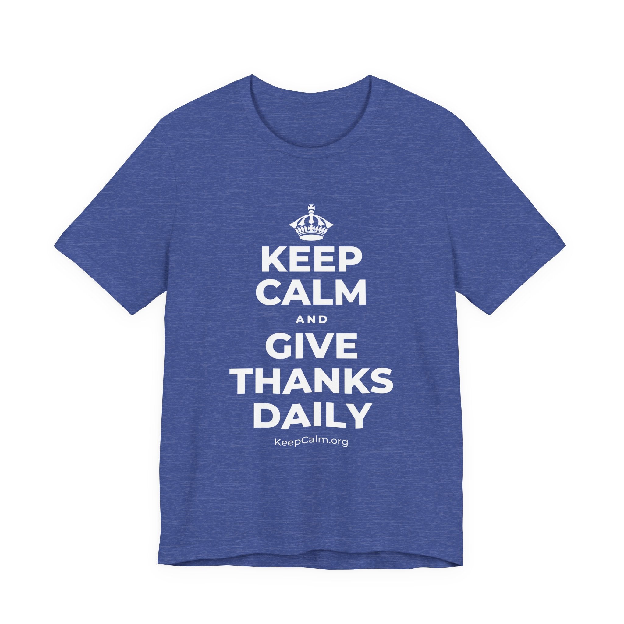 KEEP CALM AND GIVE THANKS DAILY T-Shirt (Baby Blue–Silver)