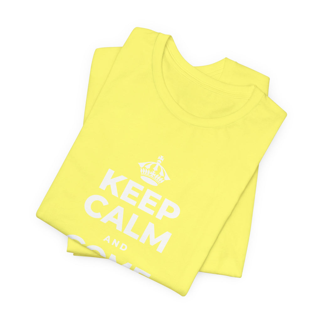 KEEP CALM AND COME HOME TO YOURSELF T-Shirt (Soft Cream–Heather Mauve)