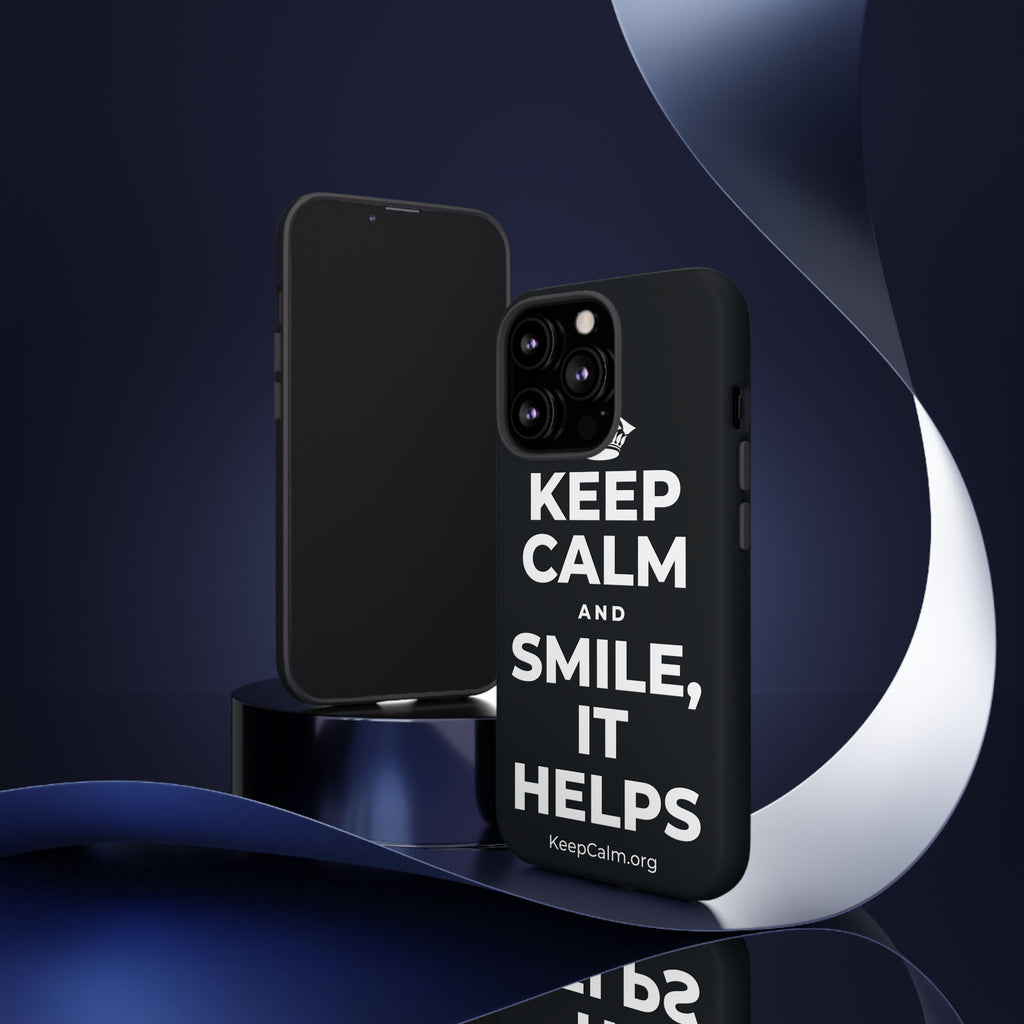 KEEP CALM AND SMILE, IT HELPS Phone Case (Dark)