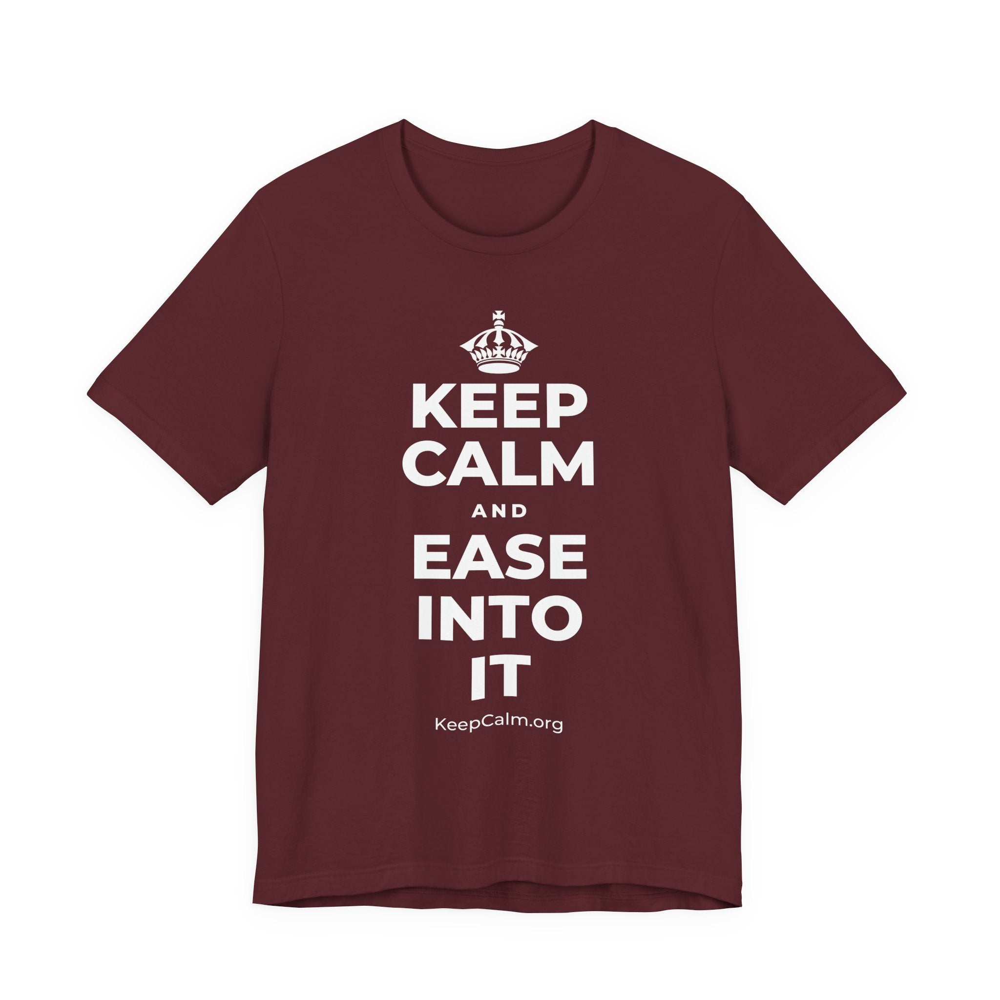 KEEP CALM AND EASE INTO IT T-Shirt (Baby Blue–Silver)