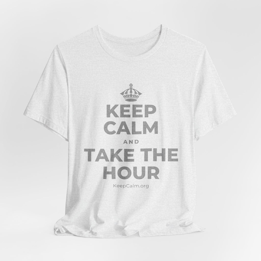 KEEP CALM AND TAKE THE HOUR T-Shirt (Soft Cream–Heather Mauve)