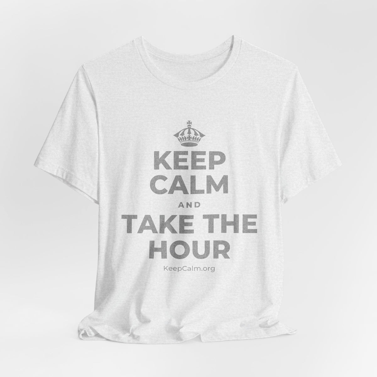 KEEP CALM AND TAKE THE HOUR T-Shirt (Soft Cream–Heather Mauve)