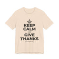 KEEP CALM AND GIVE THANKS T-Shirt (Soft Cream–Heather Mauve)