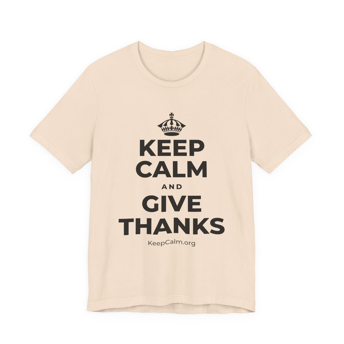 KEEP CALM AND GIVE THANKS T-Shirt (Soft Cream–Heather Mauve)