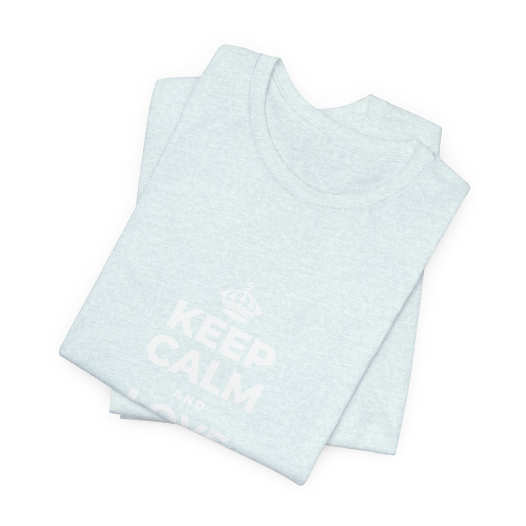 KEEP CALM AND LOVE WITHOUT POSSESSION T-Shirt (Soft Cream–Heather Mauve)