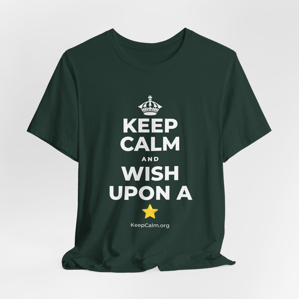 KEEP CALM AND WISH UPON A ⭐ T-Shirt (White–Asphalt)