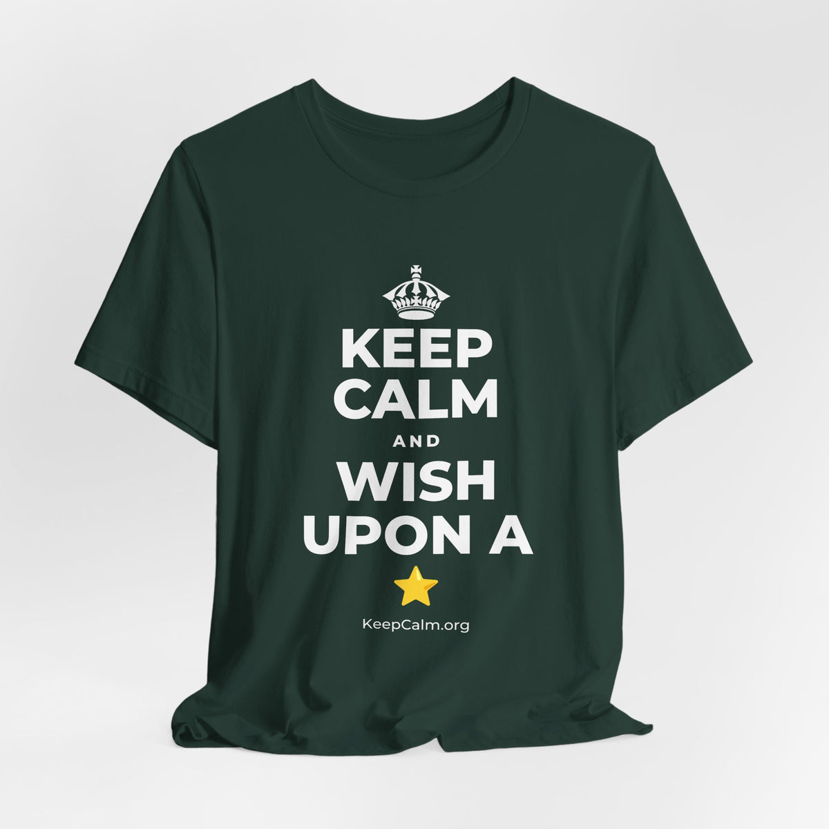 KEEP CALM AND WISH UPON A ⭐ T-Shirt (White–Asphalt)