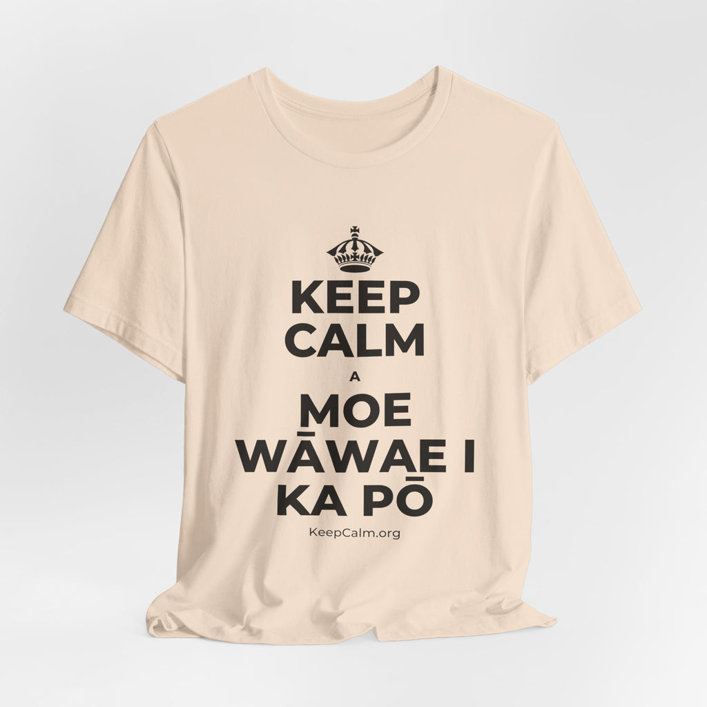 KEEP CALM A MOE WĀWAE I KA PŌ T-Shirt (Soft Cream–Heather Mauve)