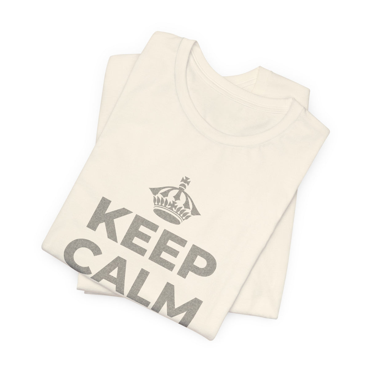 KEEP CALM AND OWN IT T-Shirt (White–Asphalt)