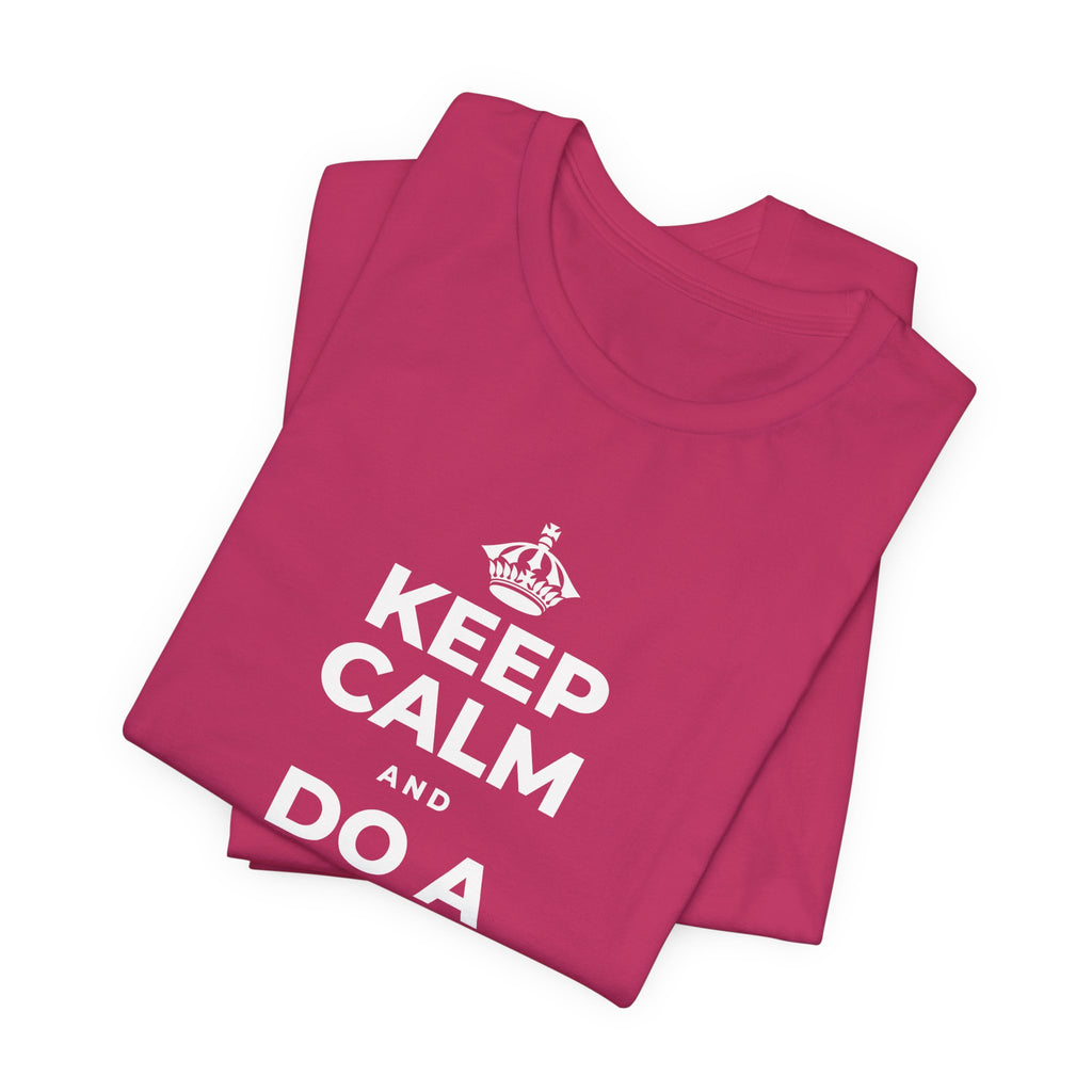 KEEP CALM AND DO A HAPPY LITTLE DANCE T-Shirt (Baby Blue–Silver)