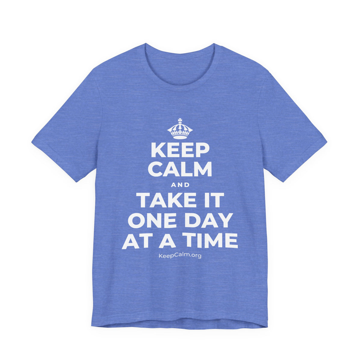 KEEP CALM AND TAKE IT ONE DAY AT A TIME T-Shirt (Soft Cream–Heather Mauve)