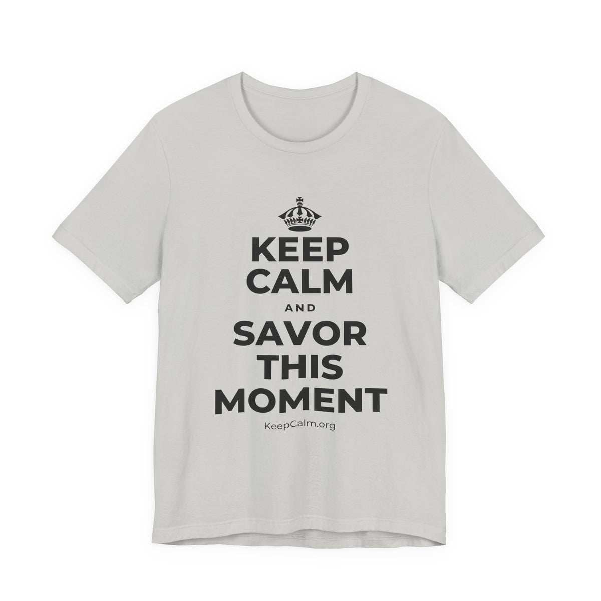 KEEP CALM AND SAVOR THIS MOMENT T-Shirt (Baby Blue–Silver)