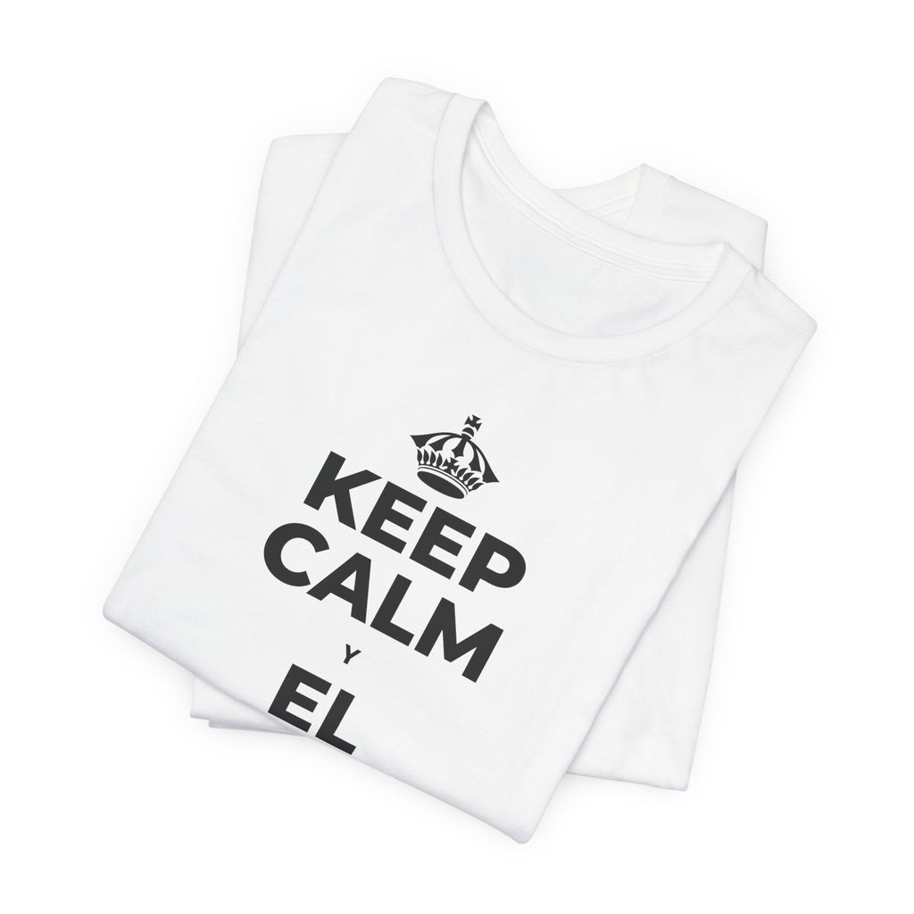 KEEP CALM Y EL AMOR PROPIO CUENTA T-Shirt (White–Asphalt)