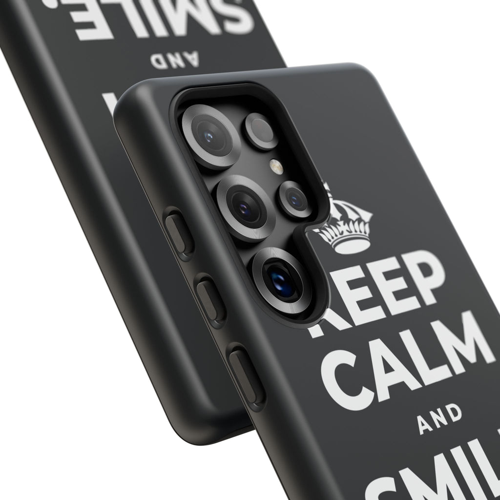 KEEP CALM AND SMILE, IT HELPS Phone Case (Dark)